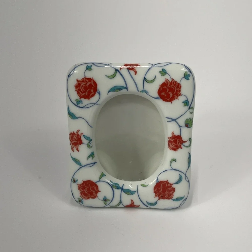 Vintage‎ Ashibi Japan Porcelain Red Floral Photo Frame